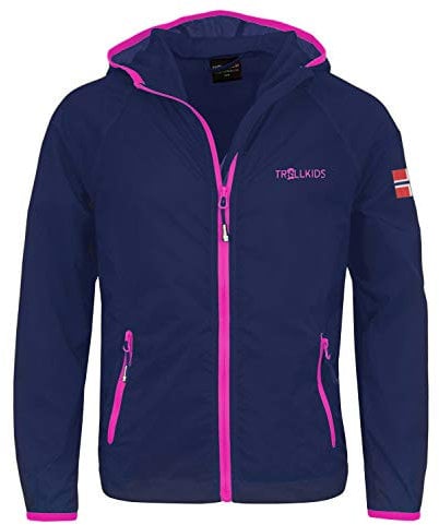 Trollkids Kids Fjell Running Jacket 128, Navy/pink