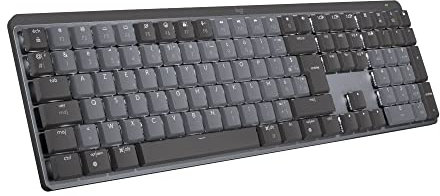 Logitech MX Mechanische kabellose beleuchtete Performance-Tastatur, Leise Tasten, Hintergrundbeleuchtung, Bluetooth, USB-C, macOS, Windows, Linux, iOS, Android, Französisches AZERTY-Layout - Grau