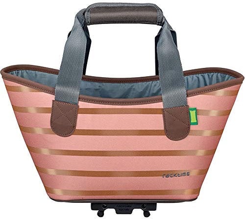 Racktime+TipTop Tasche Einkaufstasche Agnetha inkl. Snapit Adapter Roségold für Fahrrad mit Türmontage und Schnalle