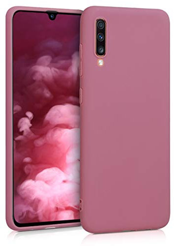 kwmobile Hülle kompatibel mit Samsung Galaxy A70 Hülle - weiches TPU Silikon Case - Cover geeignet für kabelloses Laden - Dark Rose