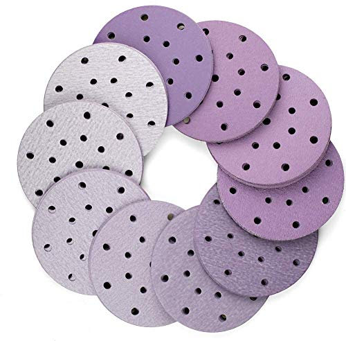 LotFancy Schleifpapier 150 mm 100 St., Klett Schleifscheiben für Exzenterschleifer 17-Loch, Körnung P40 60 80 100 120 180 240 320 400 800, rund