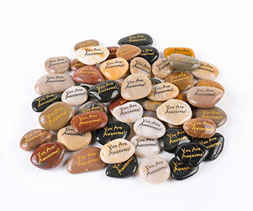 RockImpact 50 Stück „You are Awesome Gifts“, gravierte Steine mit inspirierenden Worten auf Prime, inspirierende Steine in Bulk, Inspiration Stones, Bulk, Geschenke für Frauen