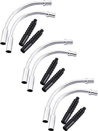 6 Pieces V Type Bike Brake Noodles Brake Cable Guide Tube Bend Pipe (3 Pieces 90° Noodles for Front Wheels, 3 Pieces 110° Noodles for Rear Wheels) and 6 Pieces Rubber Boots for Bicycle Riding Set