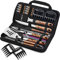 ROMANTICIST Lot de 27 outils de barbecue robustes pour homme, papa, ustensiles de barbecue en acier inoxydable extra épais avec griffes à viande, kit d'accessoires de barbecue dans sac de transport