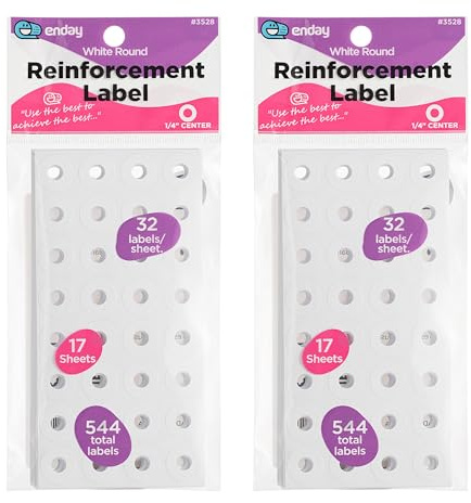 Hole Reinforcement Stickers Pack of 1088 Paper Hole Reinforcements for School Home and Office - by Enday