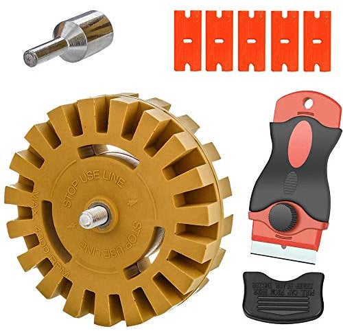Gebildet 10cm Folienradierer mit Bohradapter,Radiergummi Rad Tool Kit,Radiergummi-Radbefestigung zum Entfernen von Vinylabziehbildern,Aufkleber und Vinyl Aufkleber von Auto,KFZ,Rvs,Boote