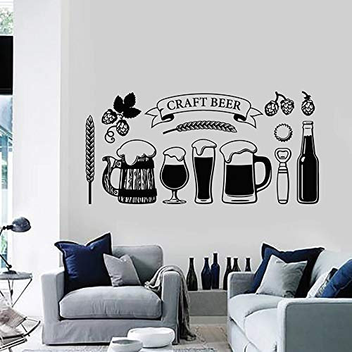 NSRJDSYT Craft Beer Wandtattoo Glas Tasse Alkohol Getränk Pub Bar Inneneinrichtung Vinyl Fenster Aufkleber Gerste Bier Kunst Wandbild Ornament 42x85cm