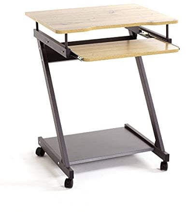 HAKU Möbel Computertisch auf Rollen anthrazit, Eiche, MDF, Metall - Maße: B 60 cm x H 76 cm x T 49 cm, Style: Modern