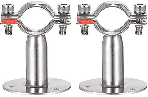 sourcing map Wall Mount Ceiling Mount Pipe Support, 304 Stainless Steel Adjustable Pipe Strap Clamp for 32-34mm Pipe 2pcs