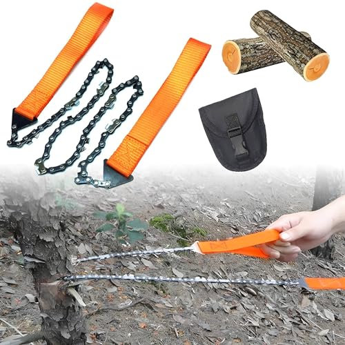 FGXY Sega a Catena a Mano, 11 denti in acciaio al carbonio, Lama Filo, Sega a Catena Manuale Portatile, per Caccia Trekking Taglio Albero Sopravvivenza, Campeggio, con Borsa per Il Trasporto