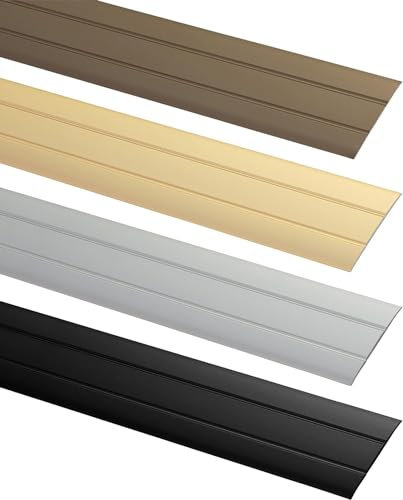 ALPENSTAHL Profilo di transizione autoadesivo piatto per pavimenti | Laminato | Lunghezza 90 cm, larghezza 37 mm | Profilo per pavimento nero anodizzato | Listello decorativo in alluminio | 1 pezzo