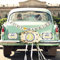 Whaline 5 Sets Nostalgisch-Romantische Just Married Auto Dekorationen: Auto Magnete, Fenster Aufkleber, Banner & Magnete aus Kunststoff für Hochzeit & Flitterwochen