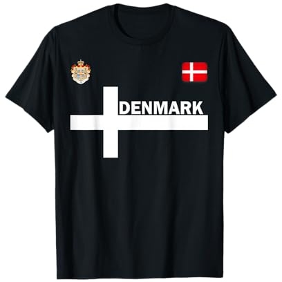 Danimarca Maglia-Bandiera Jersey Calcio Tee-Viaggio-Calcio Maglietta