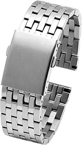 Overhil1s 22mm 24mm 26mm 28mm 30mm Edelstahl uhrband männer Metall Feste Armband Band Armband for Männer Frauen (Color : B Silver, Size : 28mm)
