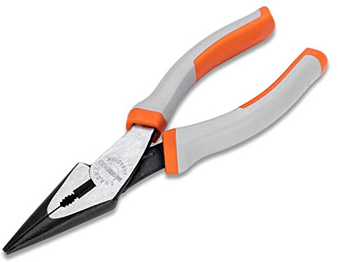 WISEPRO 6 Inch Long Nose Pliers- High-Leverage - Spring Loaded Pliers for Cutting, Clamping, Pinching