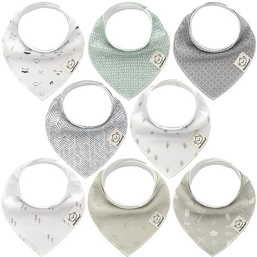 8 Stück Dreieckstuch Baby Junge, Mädchen - Unisex Bandana Lätzchen Baby, Super Absorbierende Halstuch Baby, Bio-Baumwolle Baby Lätzchen, Halstücher Baby für Säuglinge, Sabberlätzchen (Nordic)
