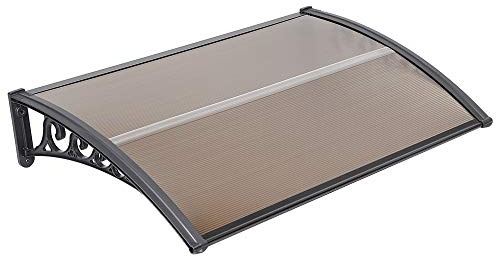 Vordach für Haustür,Transparentes,PP Regal,Hohle PC-Platten,Türdach für draußen Sonnenschutz Regenschutz,Schatten vor der Sonne， Vordach Türdach-Diverse Größen-Braun (60cmX100cm)