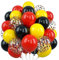 12Inch Red Yellow Black Balloons, Color Helium Party Latex Balloon Matte Yellow Red Black with Cartoon Coffetti Balloon for Kids Baby Shower Birthday Carnival Decorations