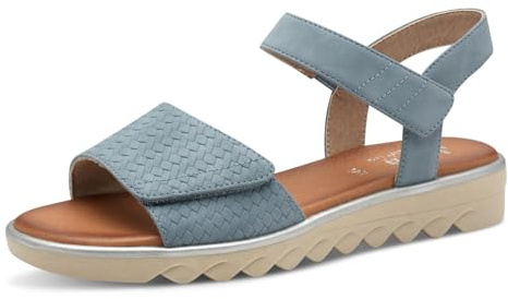 Jana Damen Sandalen flach mit Klettverschluss Vegan, Blau (Denim), 40 EU