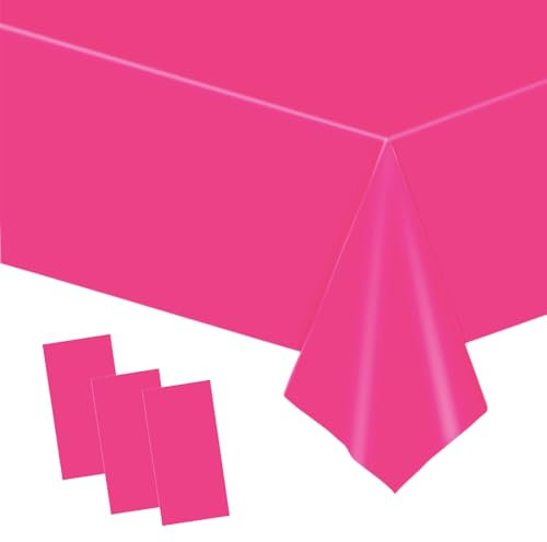 POPOYU 3 Pezzi Rosa Rossa Tovaglia Antimacchia, Tovaglie Rettangolari per Feste, Grande Tovaglia Natalizia 137x274cm Tovaglie PE Copri Tavolo da Interno Elegante per Natale Feste Esterno Compleanno