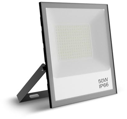 Tayire 50W LED Strahler Außen, 5000LM Flutlicht Aussen IP66 Aussenstrahler 6500K Fluter Kaltweiss Scheinwerfer Flutlichtstrahler fur Hinterhof Auffahrt Garage Flur