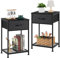 UOMIO Lot de 2 tables de chevet en bois avec tiroirs, pour chambre à coucher, salon, 40 x 30 x 60,5 cm - Noir