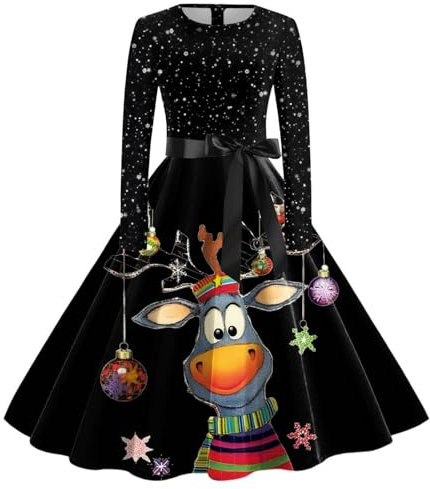 WVONIF Robe de Noël Femme Grande Taille Chic et Élégante Rose Vintage Années 50 Retro Rockabilly Pin Up Costume