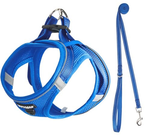 UVTQSSP Hundegeschirr Kleine Hunde mit Leine Gepolstert, Welpengeschirr, Dog Harness Hunde Geschirr Klein, Dunkelblau XXS