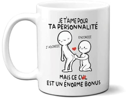 Lalasol Mug Cadeau Drôle Femme Homme - Tasse Couple Humour Drôle Rigolo Fun Pour Saint Valentin Anniversaire Noël – J'aime Tes Fesses