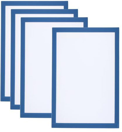 Patikil A4 Magnetic Picture Frame, 4 Pack Self Adhesive Display Frame Reusable Double Sided for Refrigerator Window Wall Photo Artwork, Light Blue