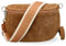 BRISE Bauchtasche Damen Wildleder AFIA Handgemachte Umhängetasche Crossbody Bag mit Ledergurt + Optionalen Breiten Gemusterten Riemen 3 Fächer Stylische Hüftltasche Made in Italy (Cognac Braun-3)