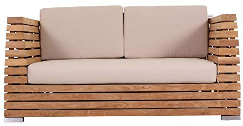 Teako Design Outdoor Sofa Picardie 2-Sitzer Teak Massivholz, Gartensofa, Witterungsbeständiges Teakholz, Outdoor-Möbel, Bequeme Sitzgruppe im Garten, Terrassenmöbel