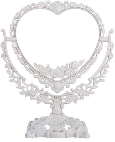 MAIGO Heart Mirror - Coquette Vanity Desk Mirror, Heart Shaped, Vintage Ornate, Aesthetic, Small Cute, Princess, Double Sided