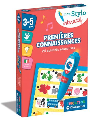 Clementoni | Mon Stylo Interactif Premières Connaissances pour Enfants 3-5 Ans | 24 Activités Éducatives | Apprentissage Formes Couleurs Logique | Stylo Lumineux | Jouet Éducatif Préscolaire