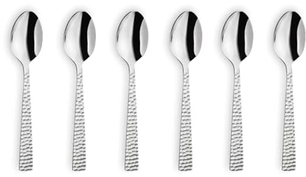 Amefa FELICITY Kaffeelöffel Set 6-teilig, Hochwertige kleine Löffel, Gehämmert, Teelöffel im Hammerschlag-Design, 18/0 Kaffeelöffel Edelstahl spülmaschinenfest