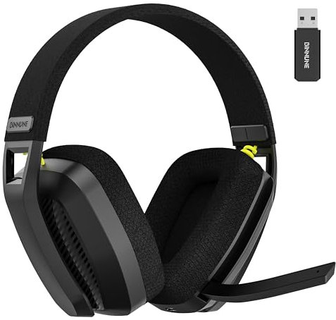 BINNUNE Cuffie da Gioco Wireless 2.4GHz con Microfono per PS5, PS4, PC, Mac, Playstation 4 5, Cuffie da Gioco Bluetooth con Microfono Flip, Cuffie da Gioco per Laptop Computer, Nero