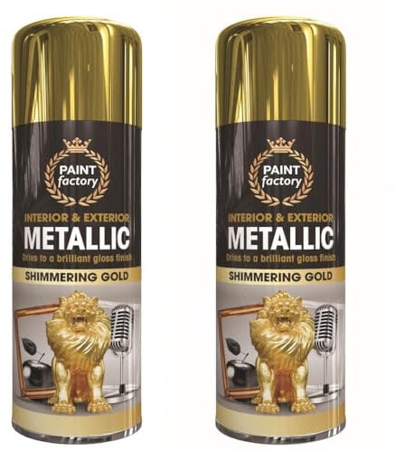 Inspired Essentials Rapide Product 2 x Metallic Shimmering Gold Spray Paint Interior & Exterior Aerosol Can 400ml