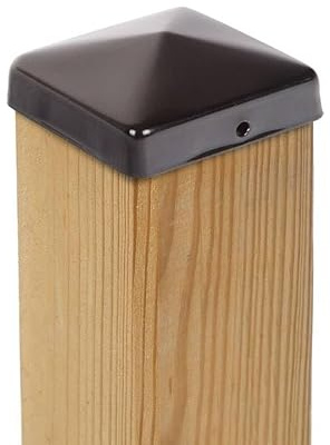 3x Chapeau de Poteau Pyramide 141x141 mm – Capuchon pour Poteaux en Bois 140x140 mm – Acier Laqué Noir – Protection Robuste pour Clôture et Jardin – Avec 2 Trous de Fixation