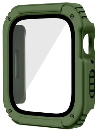 BARALARIQIU Hülle für Apple Watch SE/Series 4 5 6 44MM mit Displayschutz Gehärtetes Glas 9H HD Schutzfolie Hart PC+TPU Schutzhülle für iWatch
