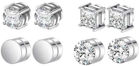 Landrain 4 Paare Magnet Ohrringe Herren, Magnetic Earrings for Men, 6MM Magnetisch Damen Ohrringe