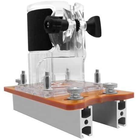 Palm Router Trimmer Base, 2 in 1 Aluminum Alloy Wood Router Base, Trimming Bracket Palm Router Base with Transparent Cover Slotting Stand for Cabinet Furniture Making