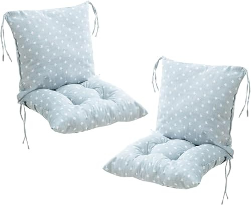 Eivdru 40X80cm 2 Stück Stuhlkissen mit Rückenteil Sitz, Niedriglehner Auflage Polsterauflage Gartenstuhl, Rückenkissen mit Bänder, Polsterauflage Auflage für Stühle/Bänke in Haus und Garten Sitzkisse