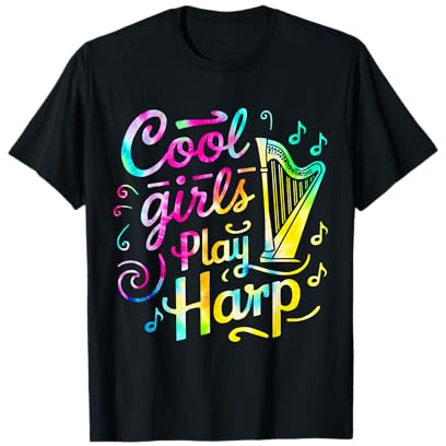 Cool Girls Play Harp Harper Women Kids Music Harpist T-Shirt