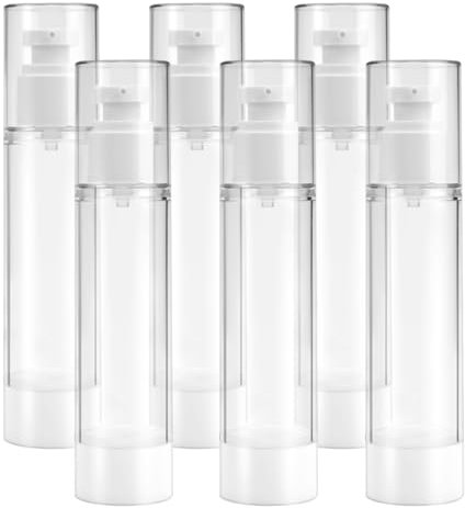 6 Pièces 100ml Airless Flacon Pompe Vide Bouteille Flacon Vide de Voyage, Réutilisable Bouteille Flacon Vide, Flacons à Pompe sans Air, récipient pour Crèmes pour le Voyage, L'utilisation à la Maison