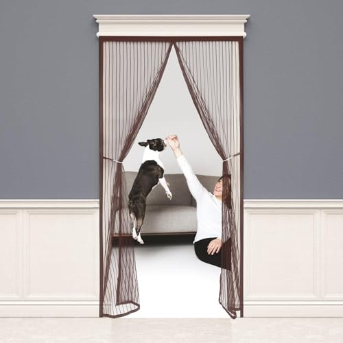 Marrone Zanzariere Magnetiche per Finestre 70x195cm Mantiene Stanza Traspirante Senza Zanzare, Magnetiche per Finestre Montaggio Semplice con Adesivo per Legno, Ferro, Porte in Alluminio