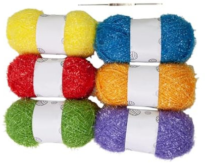 Baoblaze Scrubby Yarn for Dishcloths Crochet yarns Lightweight Quick Dry 6 Skeins Assorted Colors Pastel Yarn for Dishwashing Knitting, Style B
