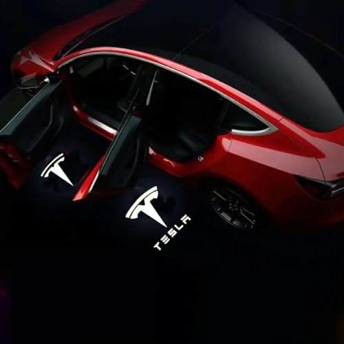 NBVGFGDF Car Welcome Light, for Tesla Model 3 Highland 2024 Car Door Projector Lights Floor Welcome Lamp Car Ambient Lights Projector Welcome Lights Car Accessories,A-1pcs