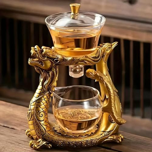 ROCILA Drache-Phönix-Glaskessel, Kungfu-Hirsch-Teeservice, Kröte, hitzebeständig, magnetische Tropfkanne, chinesische Glücksglas-Teekanne