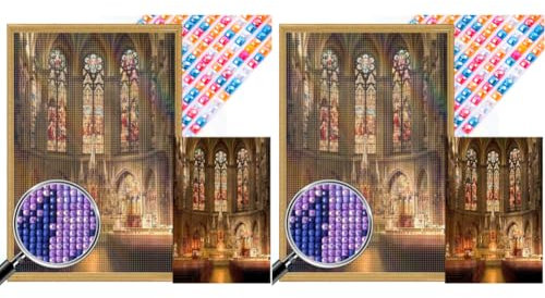ARVALOLET DIY 5D Redondo Taladro Diamante Pintura Pintura Iglesia Set 45 x 65 cm Pintura para Decoración Creativa