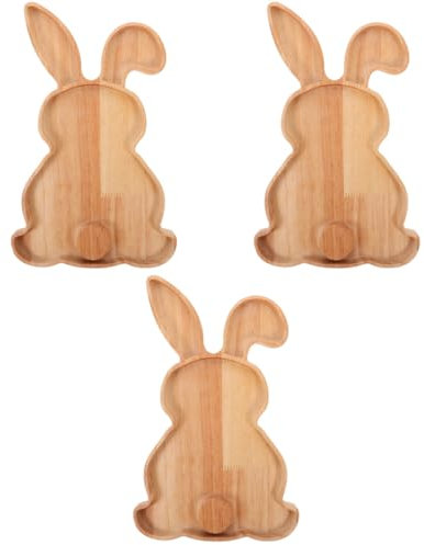 Angoily Serviertabletts Mit Hasenmotiv 3Er-Pack Holz-Charcuterie-Platten In Form Eines Nesthasen Osterhasen-Tablett Hasen-Charcuterie-Brett Für Ostern Und Frühling